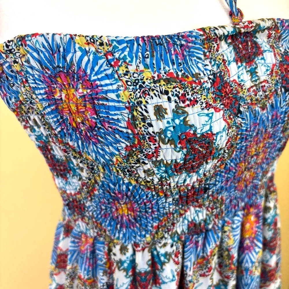 Blue Floral Strapless Maxi Dress - Picture 6 of 13